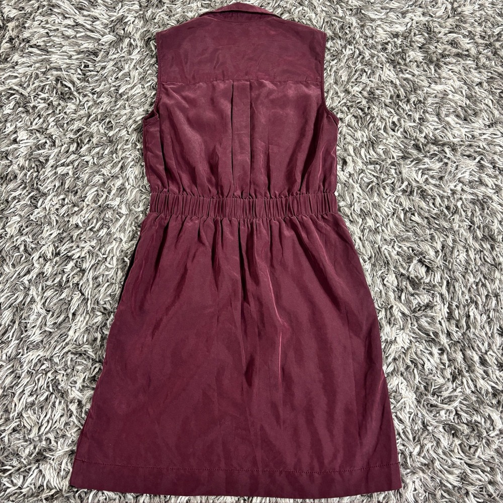 Express Womens Sleeveless Utility Shirt Dress Burgundy Half Zip Modal Small 3591 - Picture 6 of 6